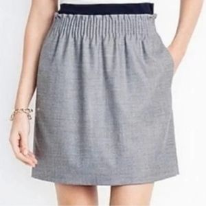 J. Crew Wool Blend Gray Sidewalk Skirt Paperbag Waist Mini Pull On Pockets
